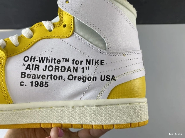 1st Kicks Shoes NRG Dark Yellow-Cone Powder AQ0818-149 White 1 Off-White Jordan Air x 0801